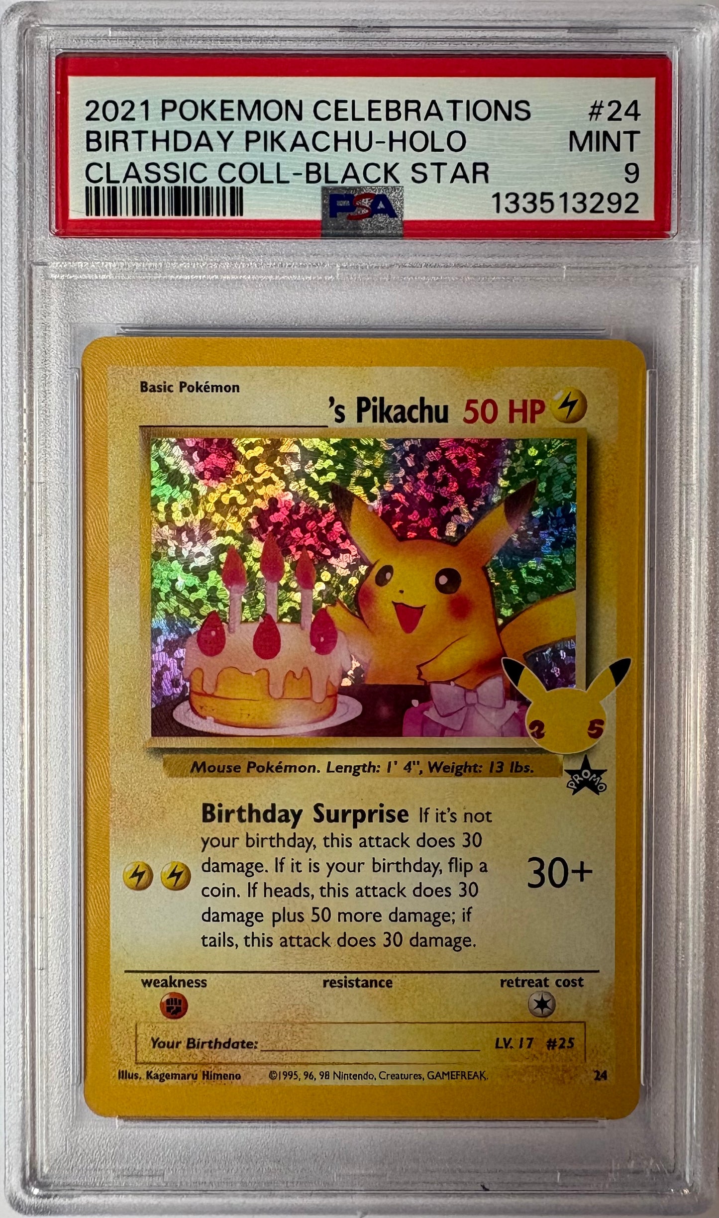 Pikachu Birthday #24 - PSA 9
