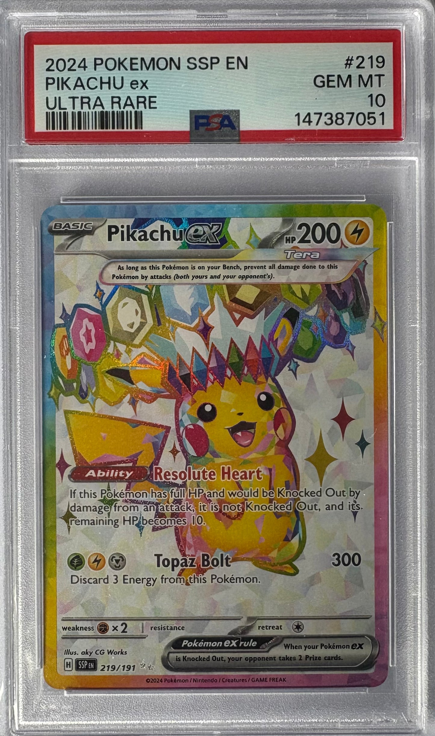 Pikachu Ex #219 - PSA 10